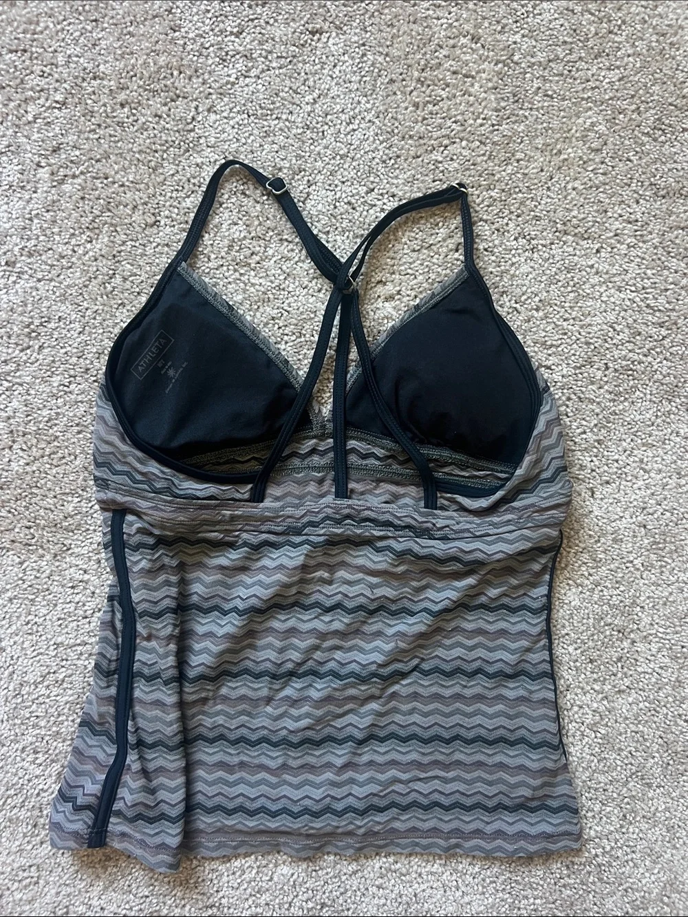 Athleta Gray Chevron Tankini Two-Piece Swim Set medium